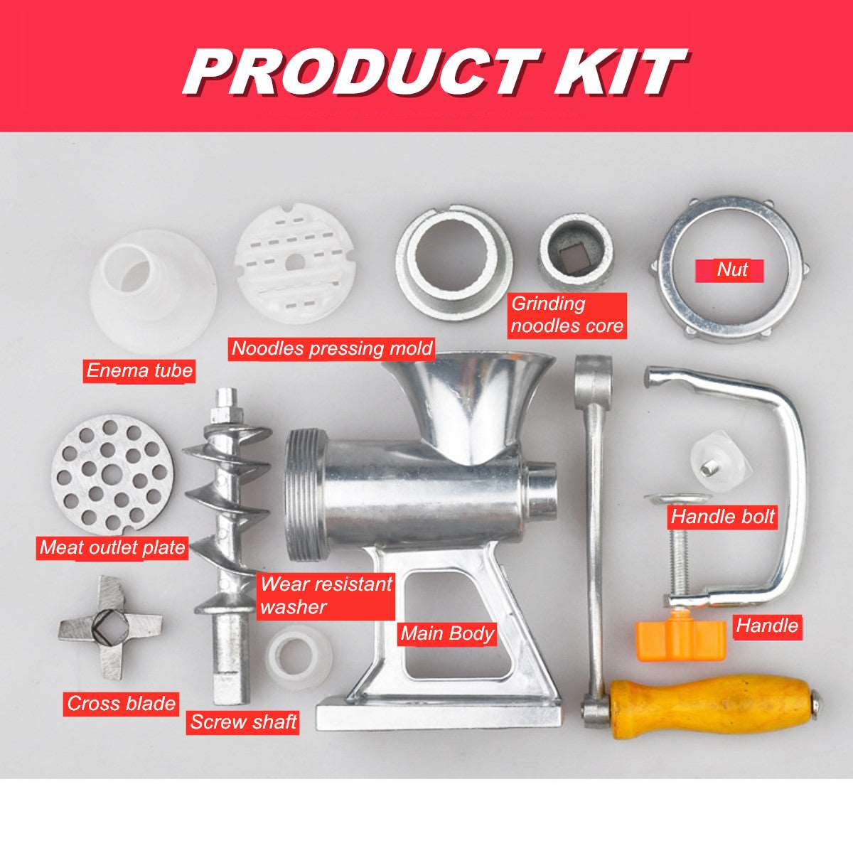 KIHO™ Manual Aluminium Meat Mincer Grinder