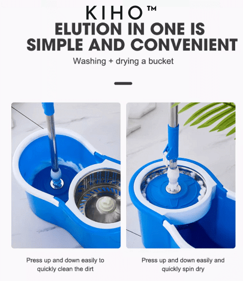 KIHO™ Easy Spin Magic Mop With Steel Bucket